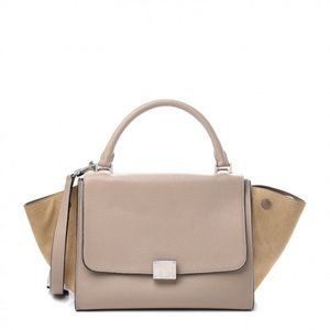 CELINE Drummed Calfskin Suede Medium Trapeze Dune